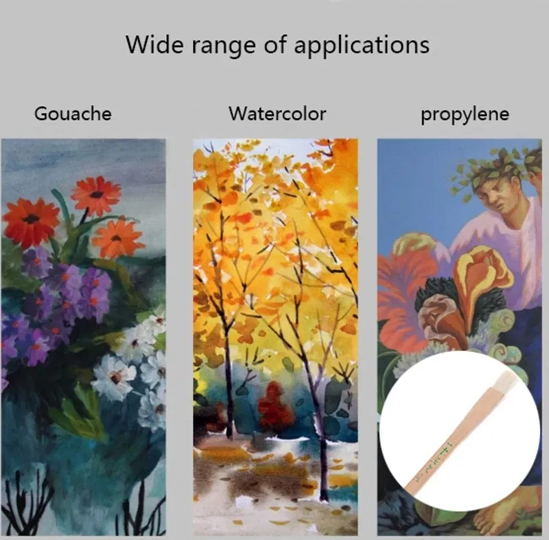 Color: Yellow - Goat Hair Paint Brush Ceramic Pottery Painting with Handle Drawing Brush for Teacher Students Painting Course Teaching