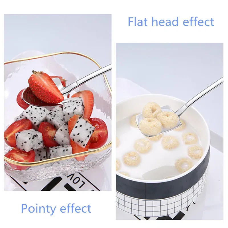 Color: Light Grey, Ships From: CHINA - 2021 stainless steel spade spoon coffee stirring spoon eating watermelon dessert ice cream fruit salad spoon teaspoon