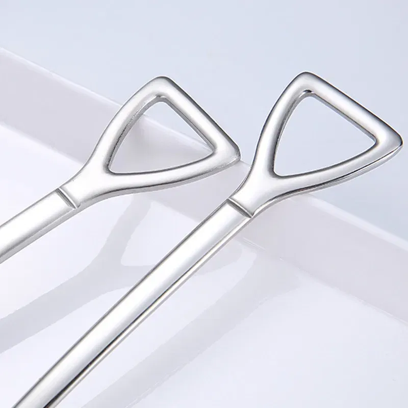 Color: Light Grey, Ships From: CHINA - 2021 stainless steel spade spoon coffee stirring spoon eating watermelon dessert ice cream fruit salad spoon teaspoon