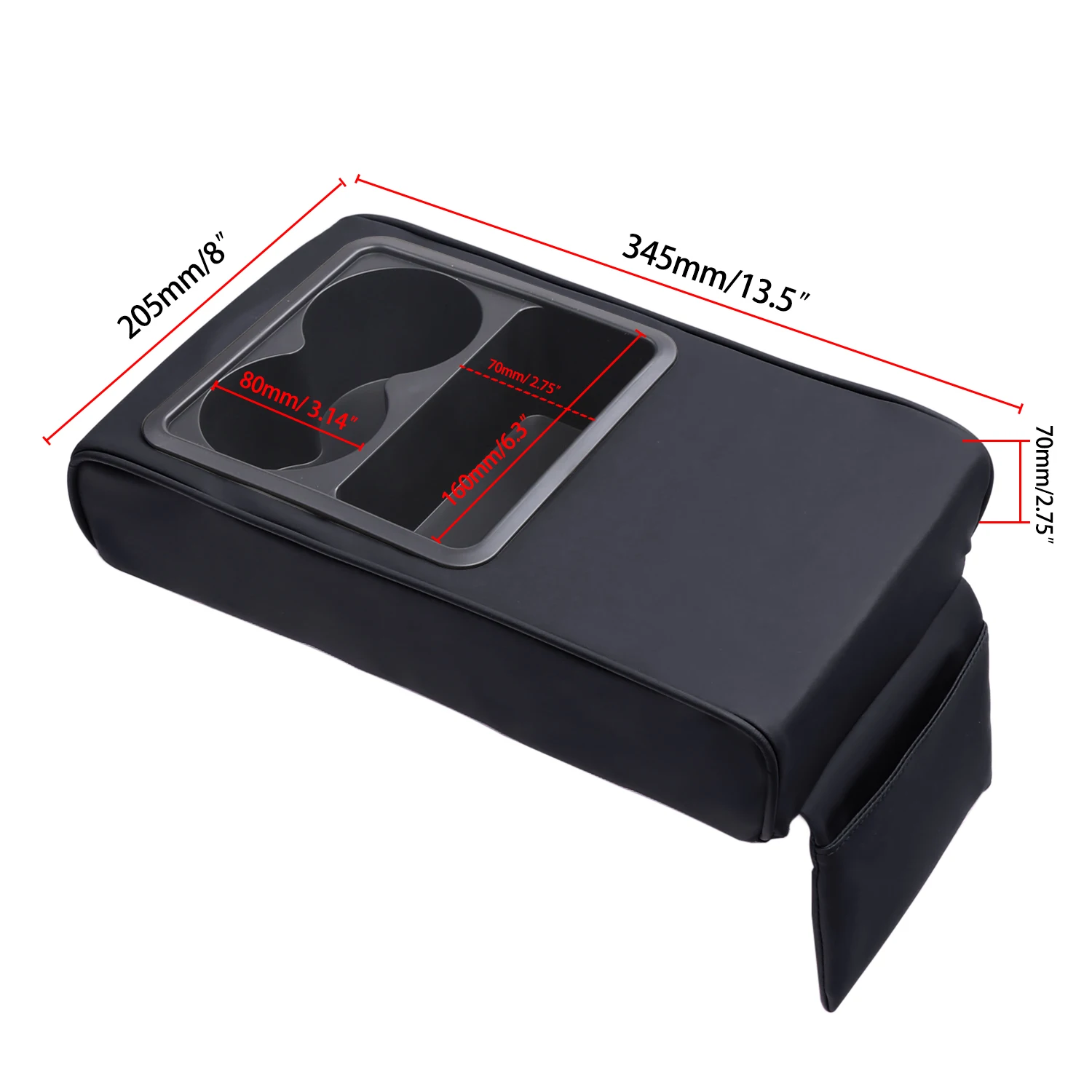Color Name: Red, Ships From: CHINA - Car Armrest Cushion With Cup Holder Universal Storage Support Central Armrest With Elbow Pocket Cotton Memory Wear-Resistant