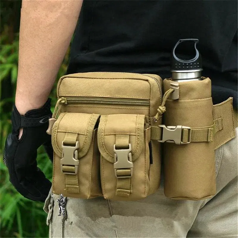 Color: SKY BLUE - 2024 New Waist Pack Tactical Nylon Hiking Water Bottle Phone Bag Outdoor Sports Hunting Climbing Camp Belt Bag