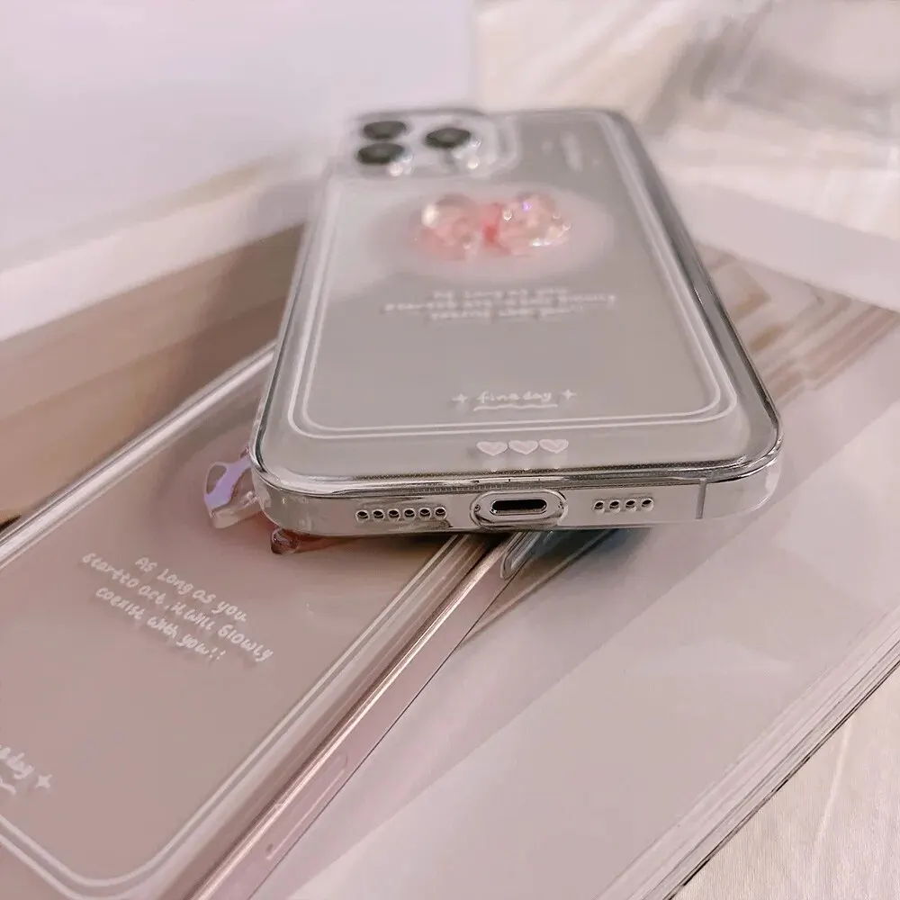Material: Canvas, Color: WHITE - NEW 3D Bow Transparent Mobile Phone Case For IPhone 15 14 Plus 13 Pro Max 12 Pro 11 Stereo Crystal Candy Cute Full Soft Cover