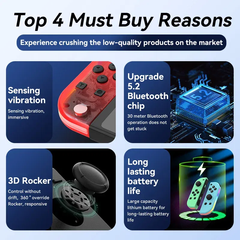 Color: MULTI - STORM WYRM Bluetooth Joystick for Switch NS Game Left and Right Wireless RGB With Light Small Handle JOY-02