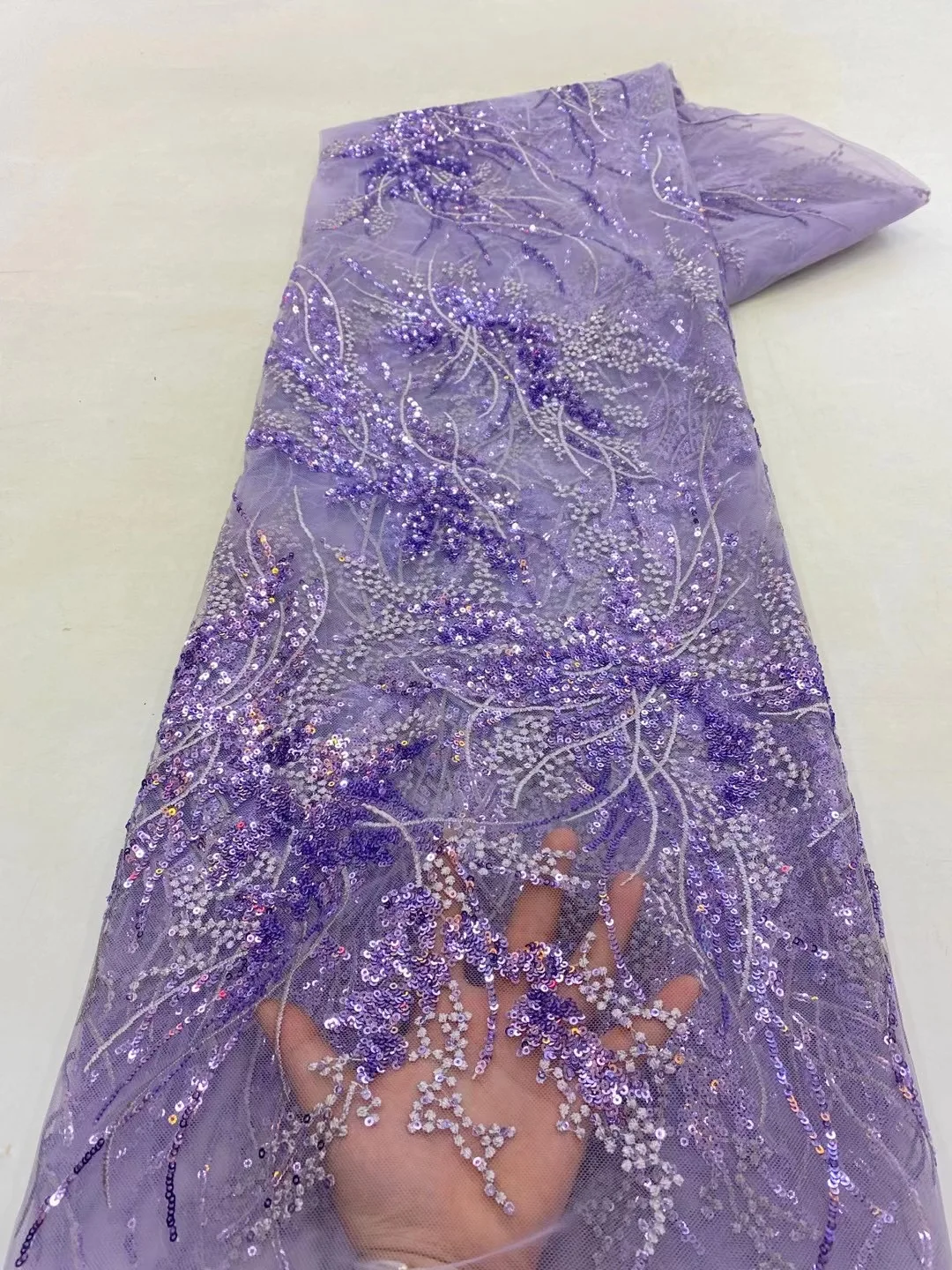 African French Sequined Lace Fabrics 2023 High Quality Tulle Lace 5 Yards Nigerian Embroidered Dress Material For Party Wedding