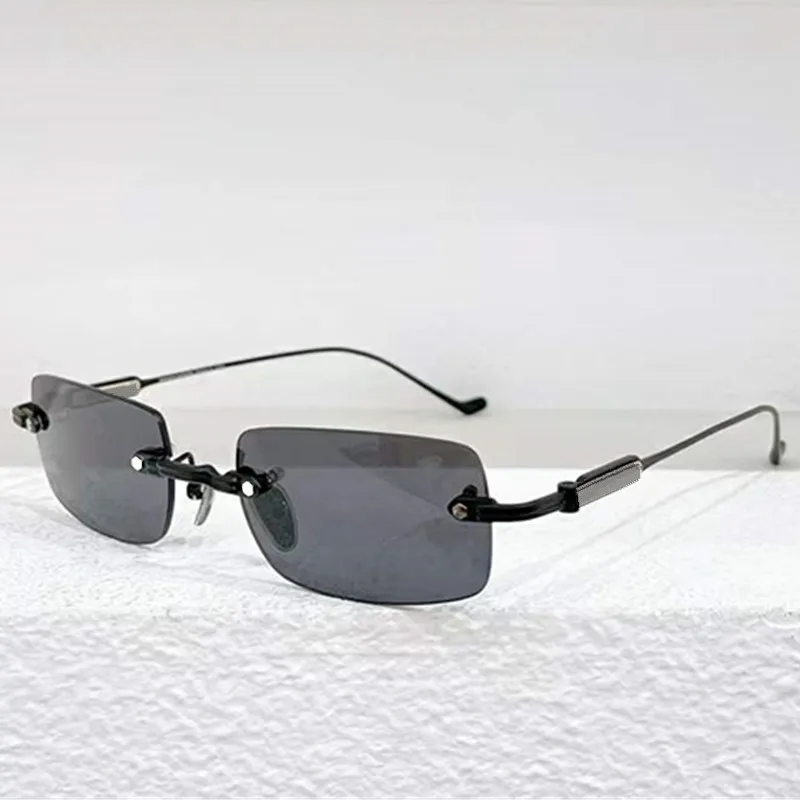 Vintage Round Square Rimless Sunglasses UV400 Polaring Unisex NoCase 54-21-140Light Titanium Colo-Fading Gogg