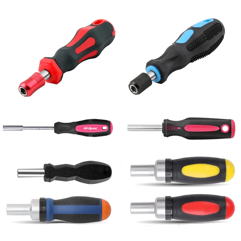 Color: Gold - 1/4 (6.35mm) Ratchet Screwdriver Bit Holder Handle Multifunctional Magnetic Bit Driver for Slotted Hex Torx Phillips Bit