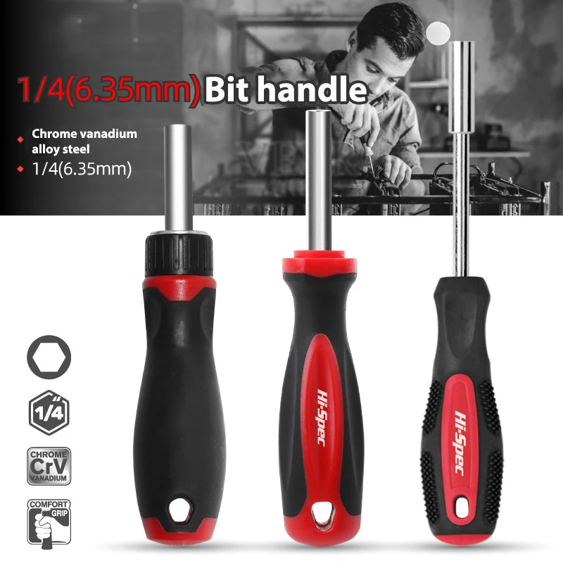 Color: Gold - 1/4 (6.35mm) Ratchet Screwdriver Bit Holder Handle Multifunctional Magnetic Bit Driver for Slotted Hex Torx Phillips Bit