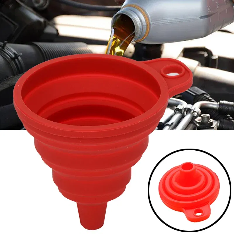 Color: black - Collapsible Silicone Car Engine Funnel for Porsche cayenne macan 911 panamera 997 996