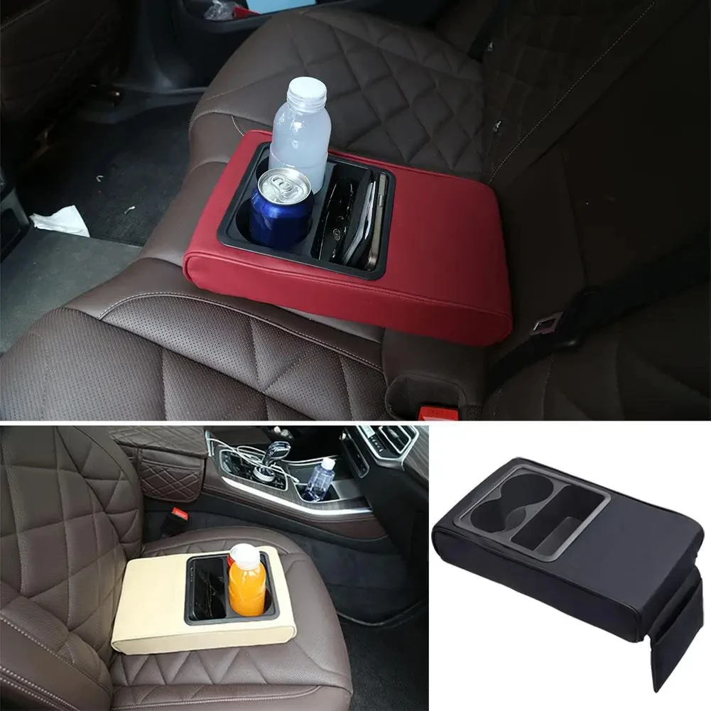 Color Name: black, Ships From: CHINA - Car Armrest Cushion With Cup Holder Universal Storage Support Central Armrest With Elbow Pocket Cotton Memory Wear-Resistant