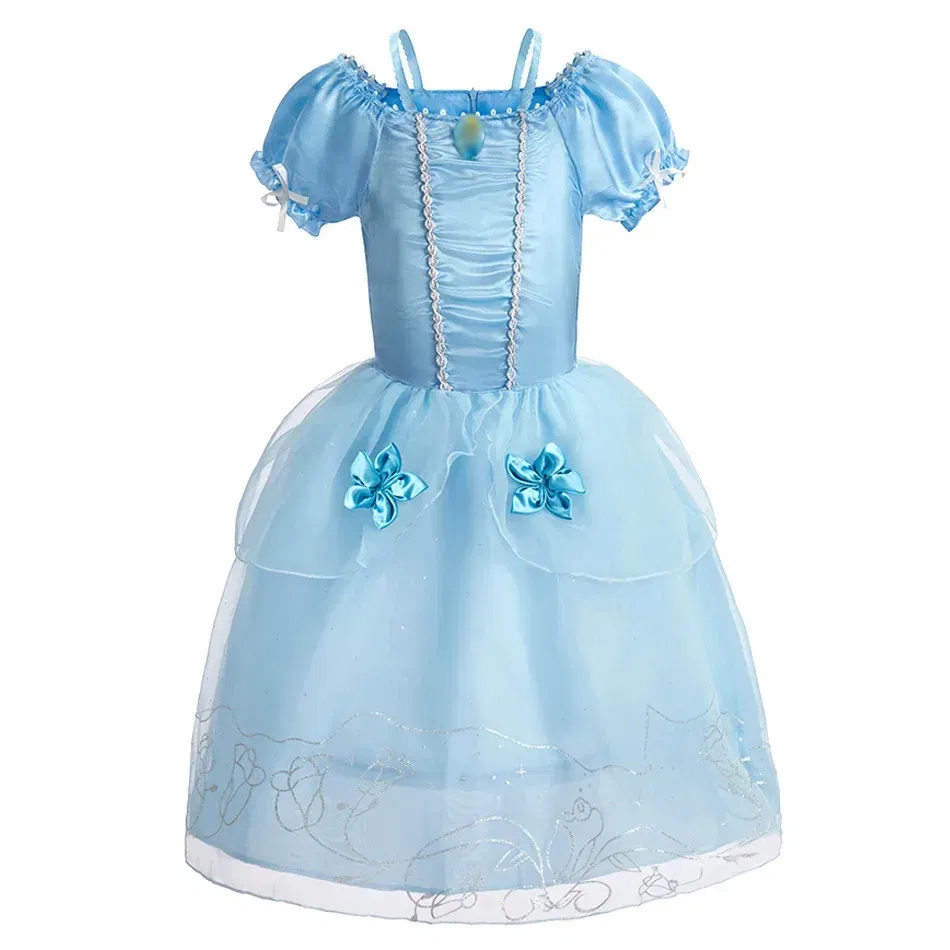 Color: Beige, Kid Size: 4T - Children Halloween Disguise Aurora Cinderella Disney Princess Costume Festival Dress up Kids Girls Sleeping Beauty Frock 1-12Yrs
