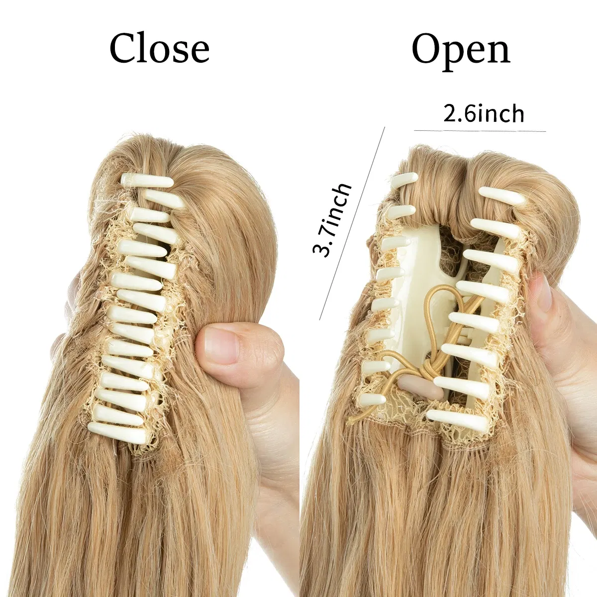 Color: P1B/613, Bulk Buy: 1pc, Stretched Length: 14inches - Synthetic Claw Clip In Ponytail Hair Extensions Wavy Hairpiece 14" Fake Blonde Black Hair False Pigtail With Elastic Band