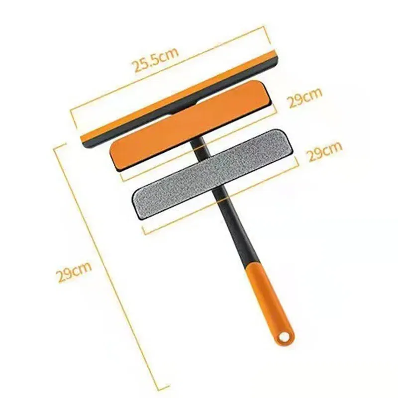 Color: Orange - Shower Squeegee Glass Clean Scraper Washing Wiper Hanger Floor Window Cleaning Household Water Wall Hanging Mirror with Handle