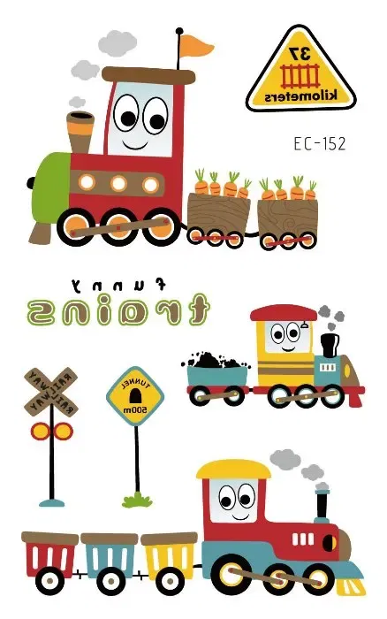 Color: Chocolate - 1Sheets Vehicle Temporary Tattoo Small Cars Helicopter Train Steamship Hot Air Balloon Kid  Waterproof  Fake Tattoo Sticker