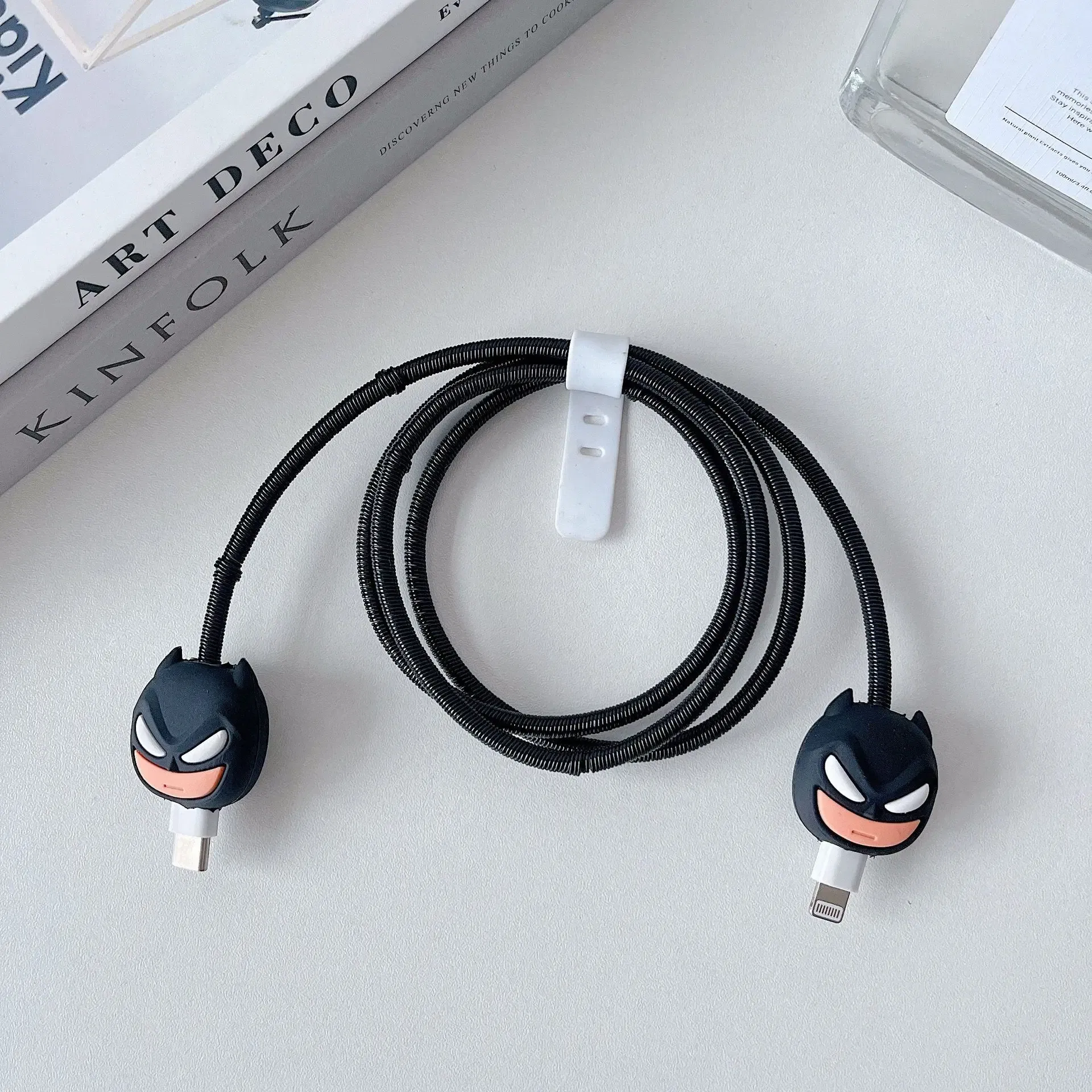 Color: Yellow - 4pcs/set New Cute Cartoon Bite Data Cable Protection Case for Apple Huawei Charging Cable Universal Fall Protection Case