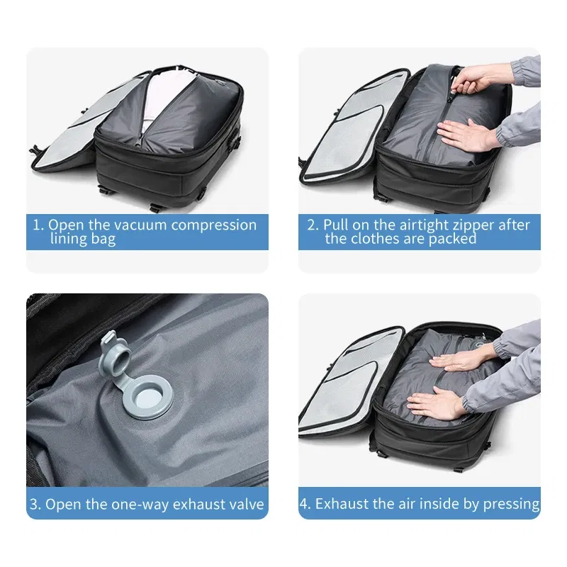 Color: NUDE - Men Travel Backpack vacuum compression 17 inch Laptop Business Large Capacity school Backpack Expanded outdoors Hiking backpack