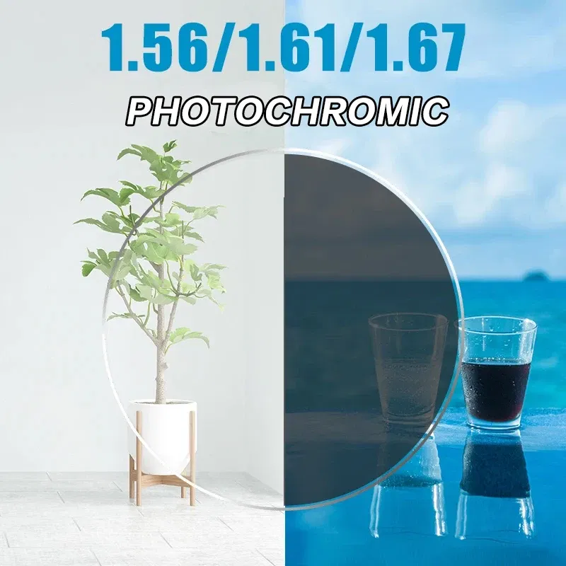 Lenses Color: black, Lens Index: 1.67 - Anti Blue Light Rays Photochromic 1.56 1.61 1.67 Prescription CR-39 Resin Aspheric Glasses Lenses Myopia Hyperopia Reading Lens