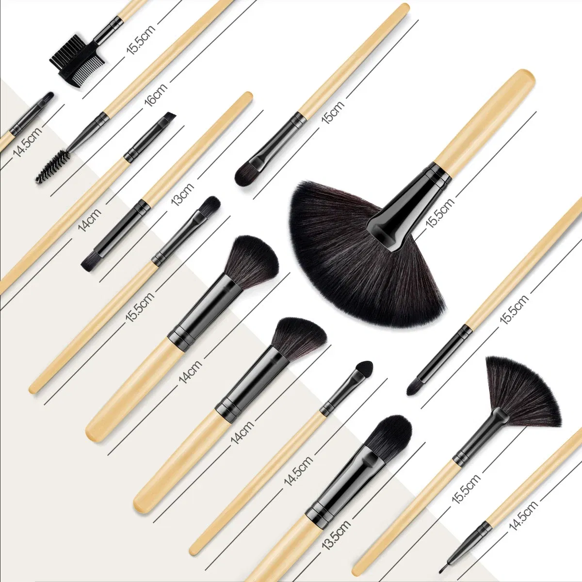 Handle Color: Black, Ships From: United States - Kaizm 32pcs Natural Hair Makeup Brushes Set Cosmetic Foundation Powder Eyeshadow Eyebrow Premium Wooden Make Up Brush Tools Kits