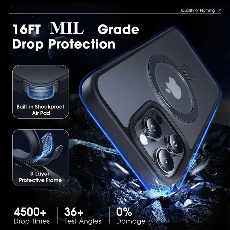 Color: Beige, Material: Aluminum - Magnetic Phone Case with Ring Stand for Wireless Charging iPhone 15 Pro Max 14 Plus 13 12 11 Translucent Cases Matte Slim Cov