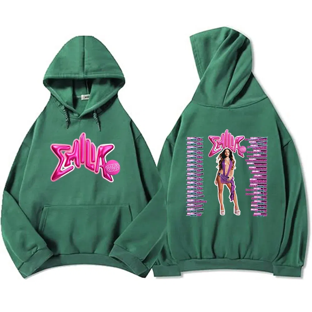 Color: GRAY, Size: XL - Emilia Mernes MP3 Hoodies Winter Long Sleeve Hooded Pullovers Men Clothes Fleece Pocket Singer Graphic Sweatshirts Print Hoody