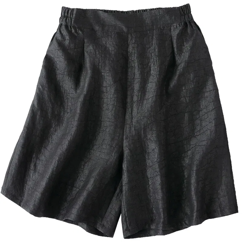 Tcyeek 100% Real Mulberry Silk Shorts 2024 Women Viantge Black Trousers Casual Elastic Waist Women's Shorts Шор?‚?‹ ?–?µнский