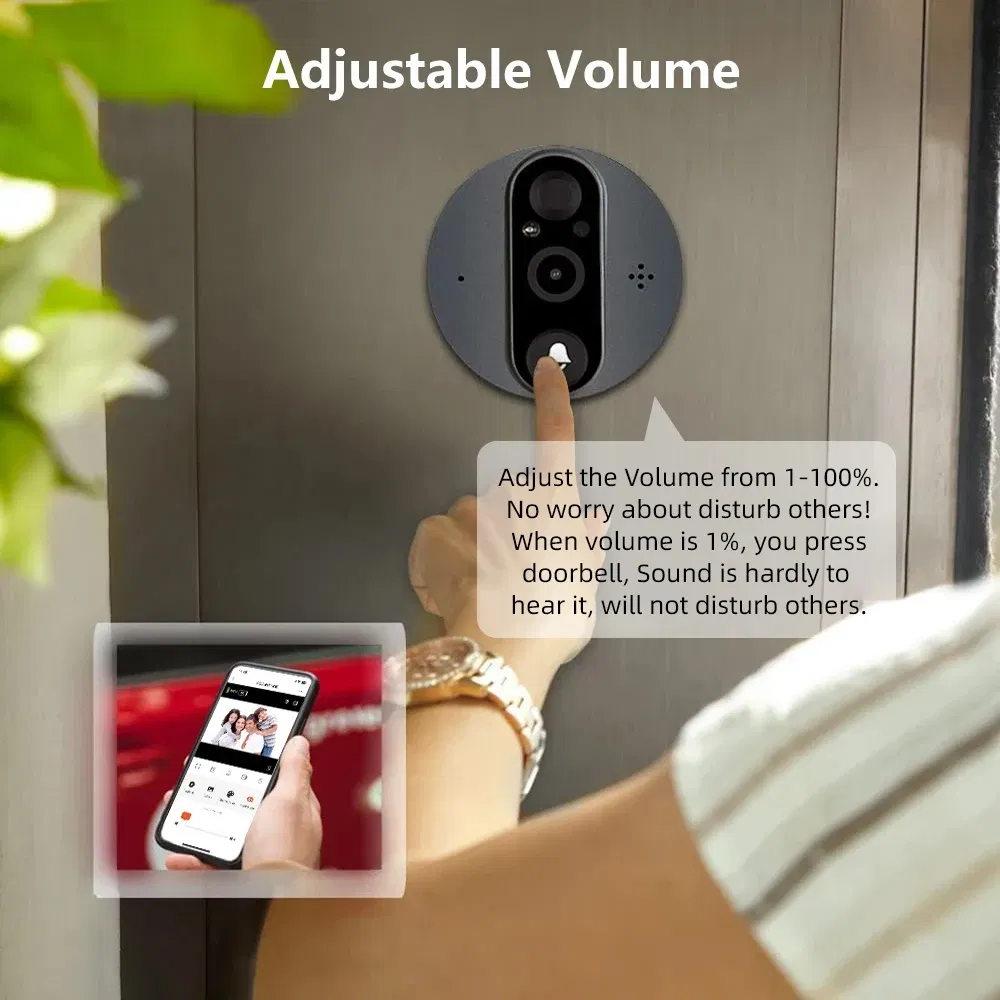Tuya Smart Life APP Home Battery WiFi Video Digital Door Peephole Viewer PIR IR Door Bell Magic Eye FHD Camera Alexa