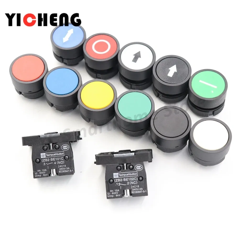 Color: Lavender - 2Pcs Plastic marking flat button Arrow indication xb2- self-reset point move 22MM Turn on the power button switch NO/NC
