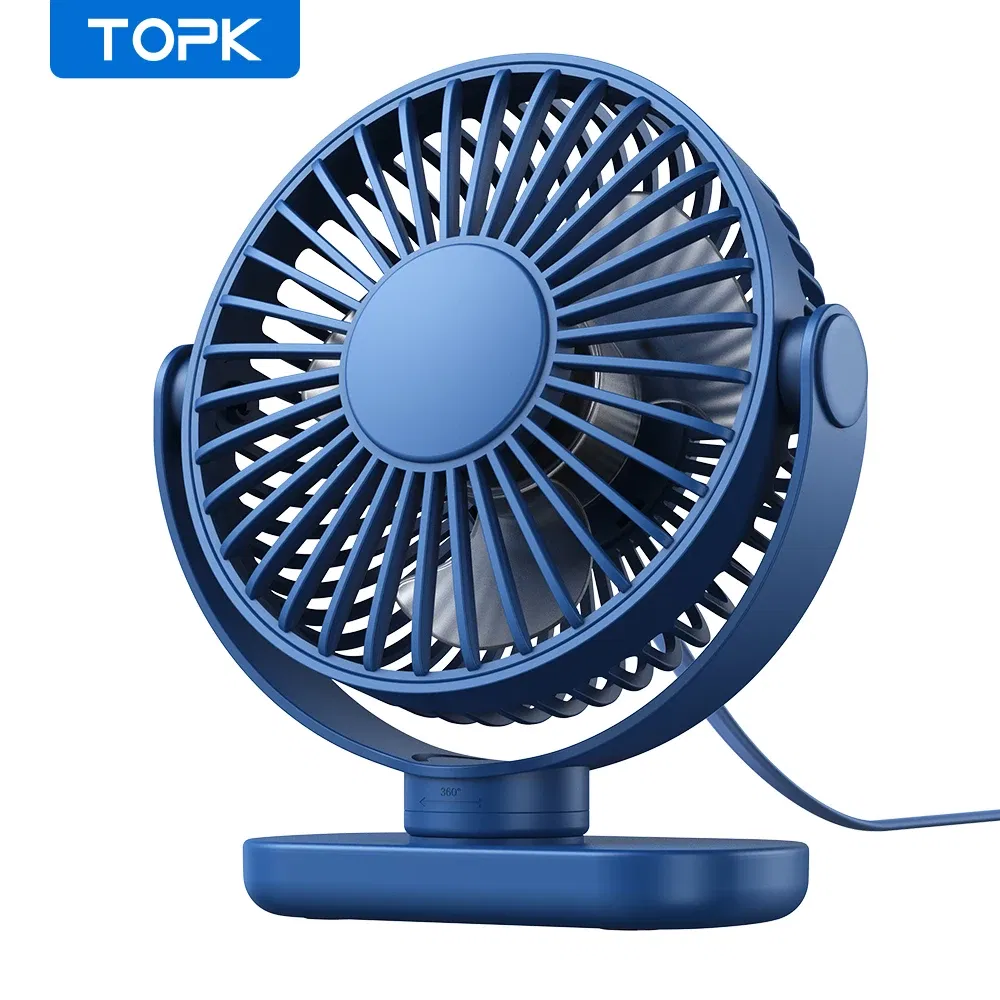 Color: PURPLE, Ships From: CHINA - TOPK USB Small Desk Mini Portable Fan 3 Speeds Quiet Desktop Fan 360?° Rotatable Adjustment Table Fan for Home Office Bedroom
