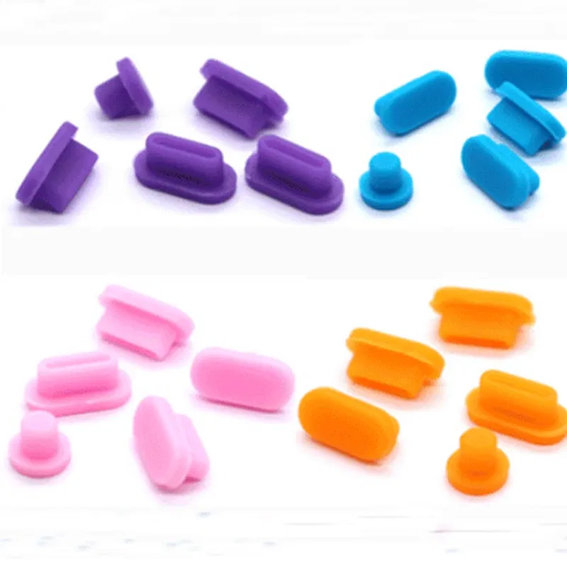 Color: PURPLE - 5pcs/set Silicone Data Port Anti Dustproof Plugs For MacBook Air 13 A1932 Touch Bar 13&15 Dust Plug Stopper Cover Set
