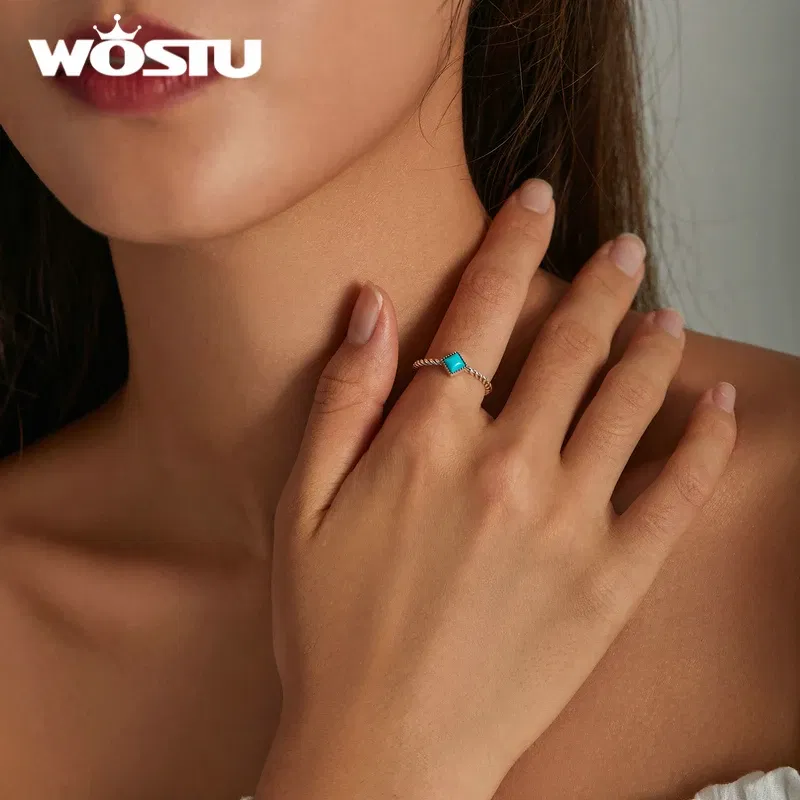 Gem Color: multi, Ships From: CHINA - WOSTU Real 925 Sterling Silver Open Ring Finger Adjustable Size Wedding Rings For Women Engagement Fashion Silver Jewelry Gift