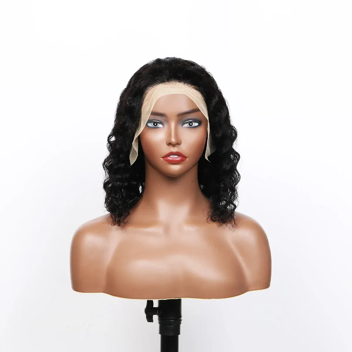 Density: 180%, Stretched Length: 10inches, Lace Wig Type: 13*4 - Deep Wave 180% Density Pre-Plucked Side Part Short Bob 13*4 Lace Frontal Brazilian Virgin Human Hair Wigs For Black Woman