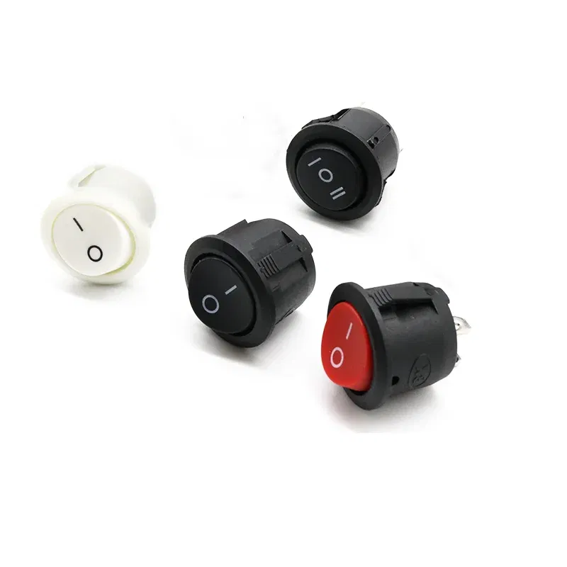 Color: Brown - 5Pcs KCD1-105 Diameter 16.5mm Small Round Boat Rocker Switch Mini Round Black White Red 2Pin/3Pin ON-OFF ON-OFF-ON Rocker Switch