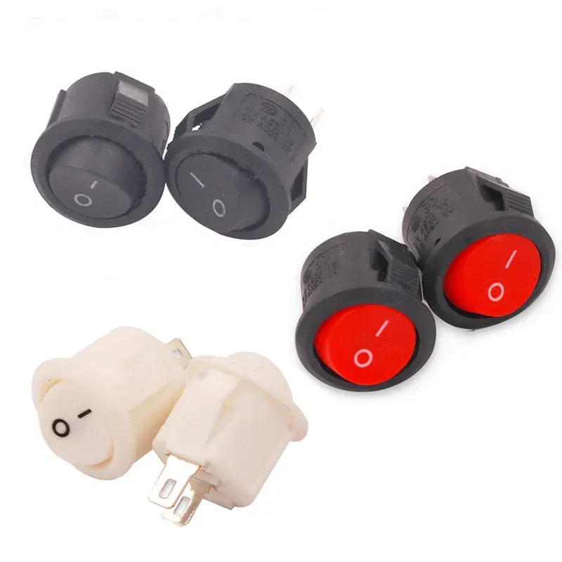 Color: Brown - 5Pcs KCD1-105 Diameter 16.5mm Small Round Boat Rocker Switch Mini Round Black White Red 2Pin/3Pin ON-OFF ON-OFF-ON Rocker Switch