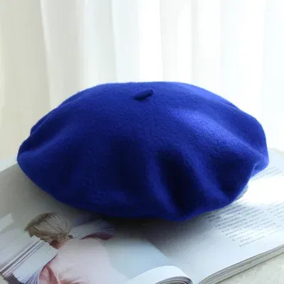 Color: green, Hat Size: One Size - Wool Thick  Berets Artist French Beret Women Painter Hat Girls Female Warm  Walking Cap