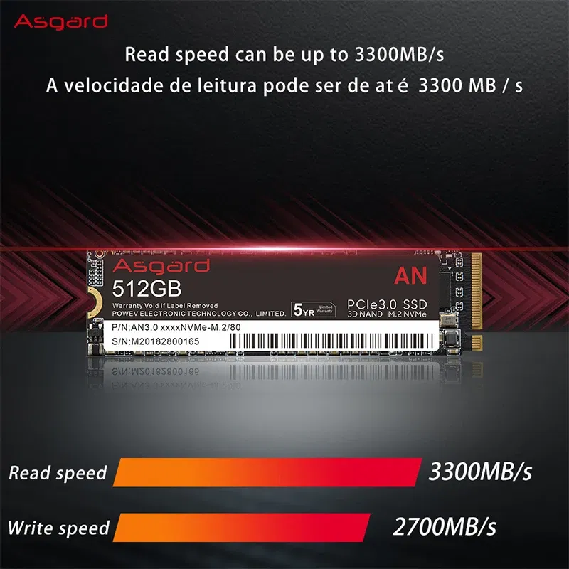 SSD Capacity: 500GB - Asgard 512GB 1TB 2TB M.2 SSD M2 512gb PCIe NVME 512GB 1TB 2TB Solid State Drive 2280 Internal Hard Disk for Laptop Cache