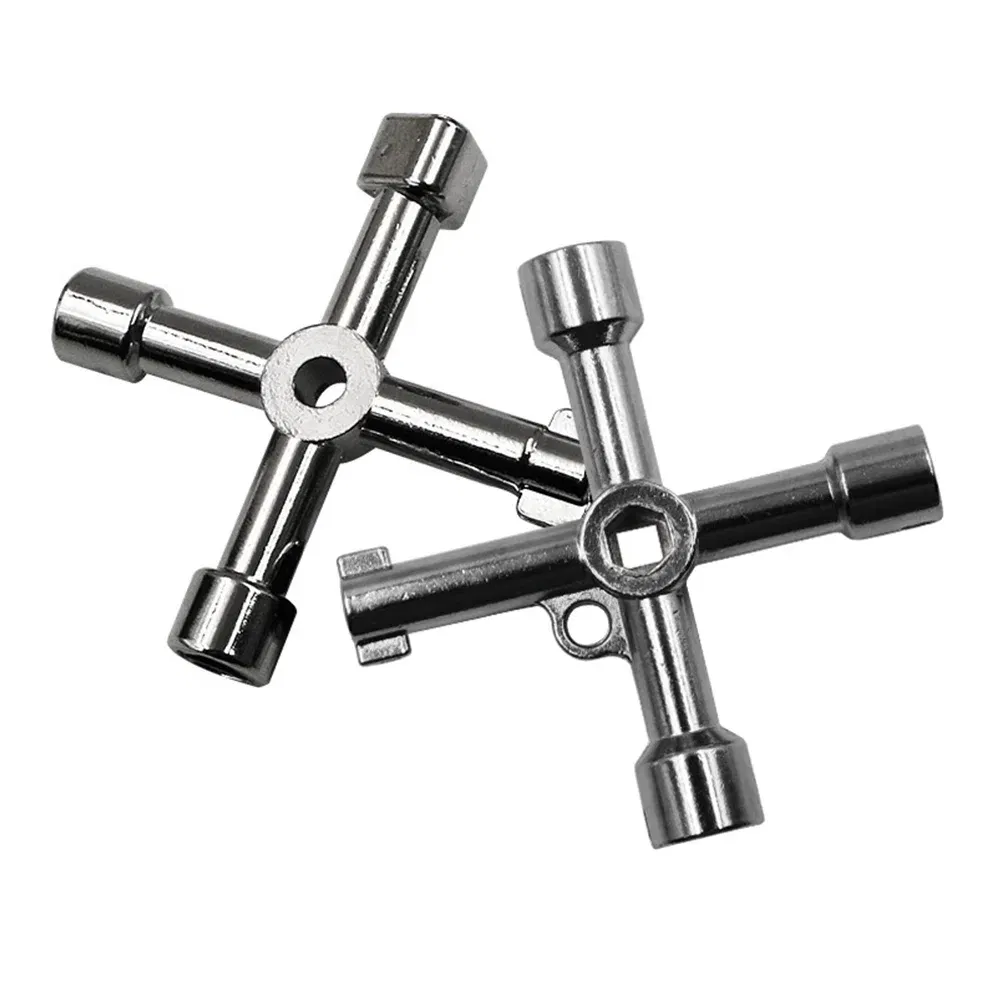 Color: black - Electric Cabinet Car Elevator Cross Key Wrench Water Meter Valve Key Internal Triangle Wrench Multi-purpose Tool Portable