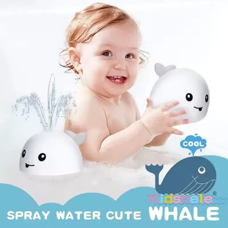 Color: WHITE - Kids Whale Fountain Bath Toys Spray Water Shower Swim Pool Toys Automatic Sprinkler With Colorful Light For Baby 6-36 Months