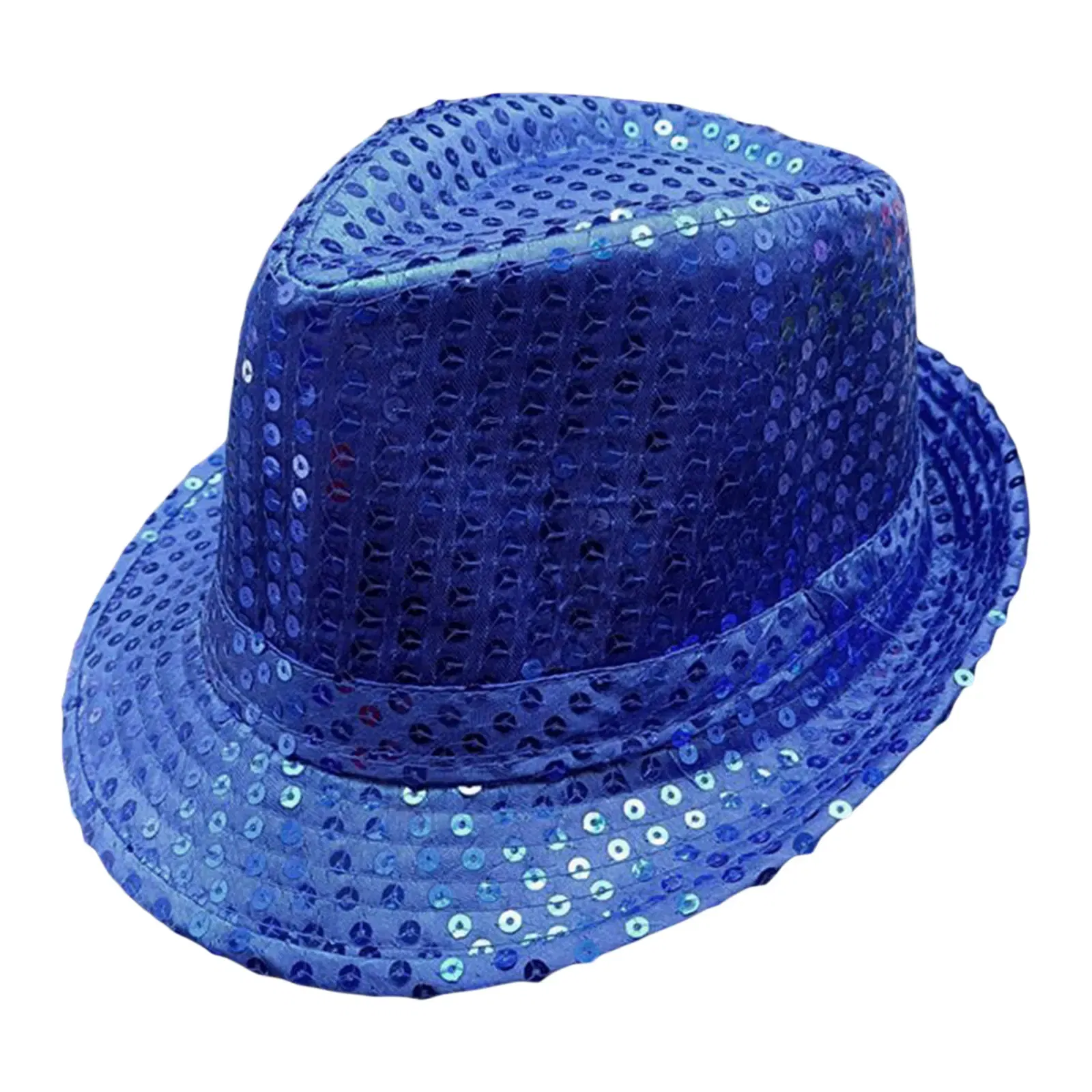 Color: DEEP BLUE - 12 Colors Men's Women's Jazz Hat Sequins Retro Disco Funky Glitter Costume Unisex Novelty Christmas Party Prop Charming Hat