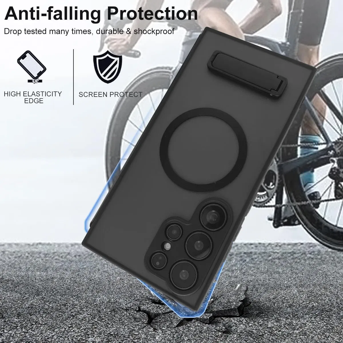 Color: Beige, Material: Nylon - UYUXIO Translucent Magnetic Mobile Phone Case with Kickstand for Samsung Galaxy S25 Ultra S24 S23 FE S22 Plus Slim Stand Cover