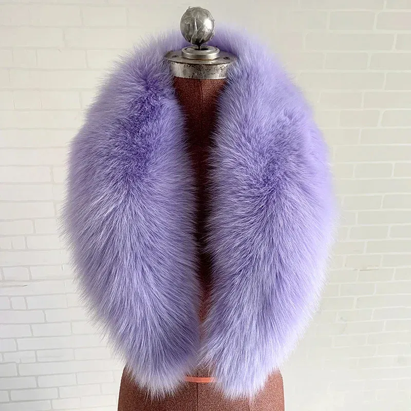 Color: MULTI, Size: XXXL - 100% Natural Real Fox Fur Collar For Women Men Coat Jacket Fur Scarf Winter Extra Large Size Neck Warmer Fur Scarf Shawls Wraps