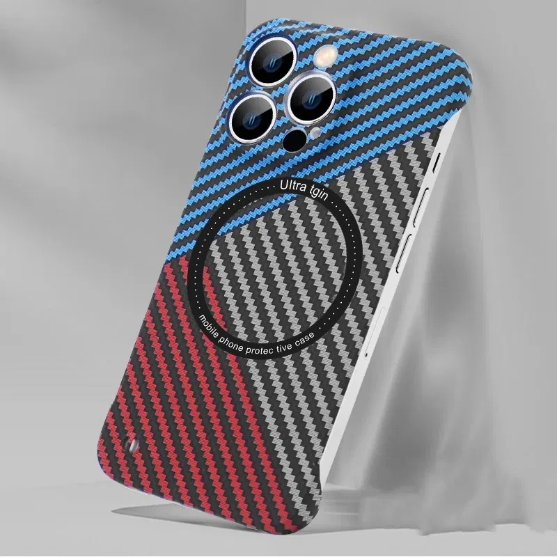Color: Claret, Material: CANVAS - Luxury Carbon Fiber for iPhone 11 14 Plus 12 13 Pro Max Magsafe Case Magnetic Wireless Hard Thin Slim Cover for iPhone 13 14 Max