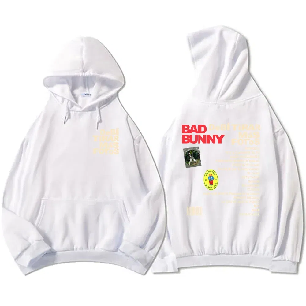 Color: MULTI, Size: XXL - Unisex Streetwear Bad Bunny DTMF Hoodies 2025 New Album Deb?­ Tirar Más Fotos Printing Sweatshirts Winter Comfortable Male Hoodie