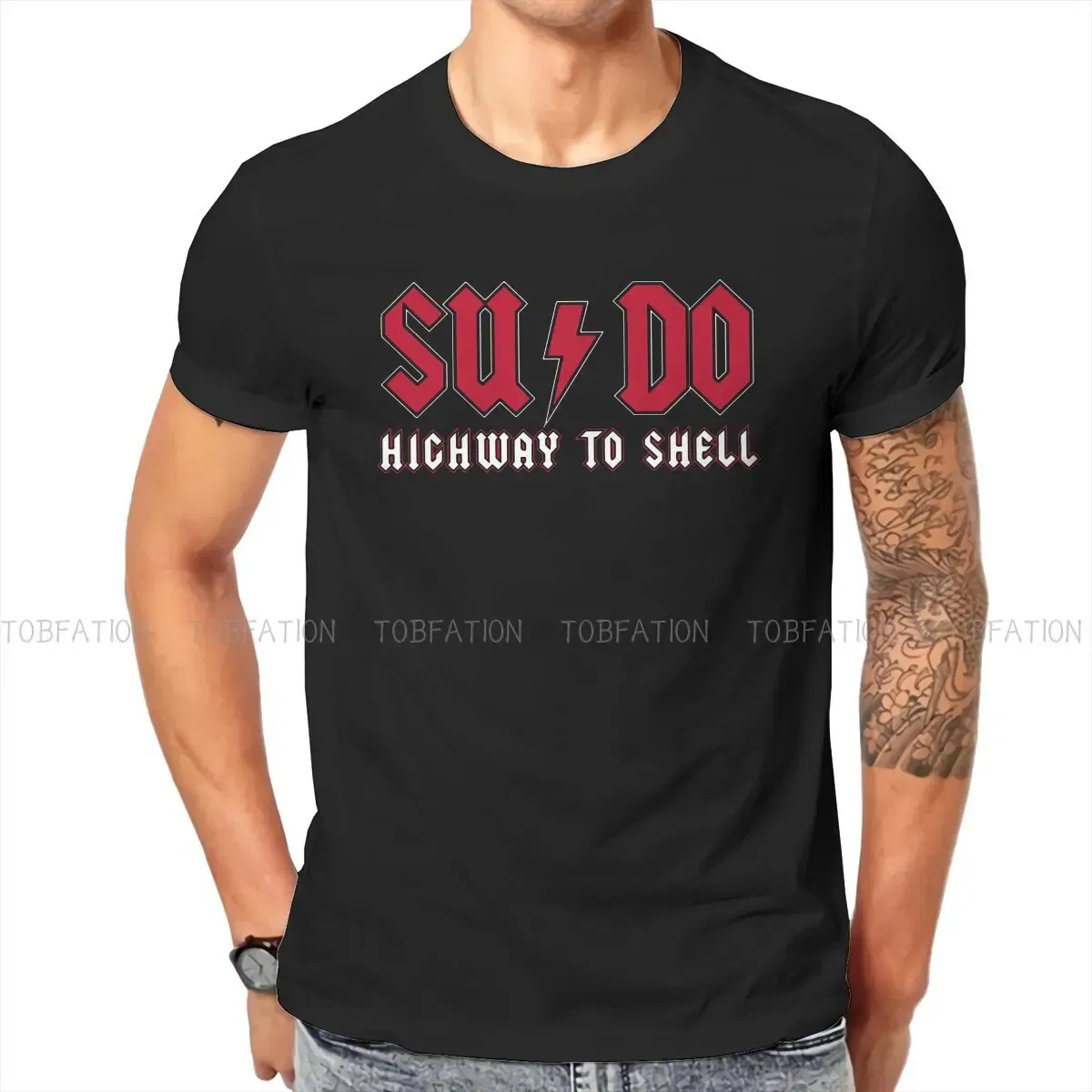 Color: black, Size: L - Highway to Shell Hip Hop TShirt Linux Operating System Tux Penguin Style Tops Leisure T Shirt Men Tee SpecialPolyester
