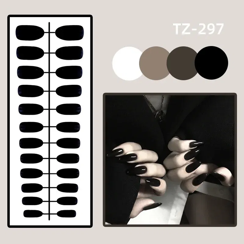 Color: mauve - 24Pcs/Set Long Round Head Bright Solid Color Press On Acrylic Nail Art Fake Nails Finished Wearing Manicure Reusable False Nails