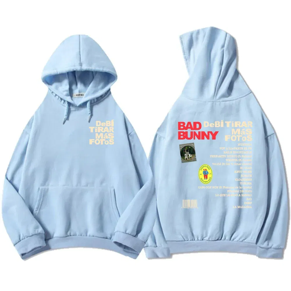 Color: ROYAL BLUE, Size: XS - Unisex Streetwear Bad Bunny DTMF Hoodies 2025 New Album Deb?­ Tirar Más Fotos Printing Sweatshirts Winter Comfortable Male Hoodie