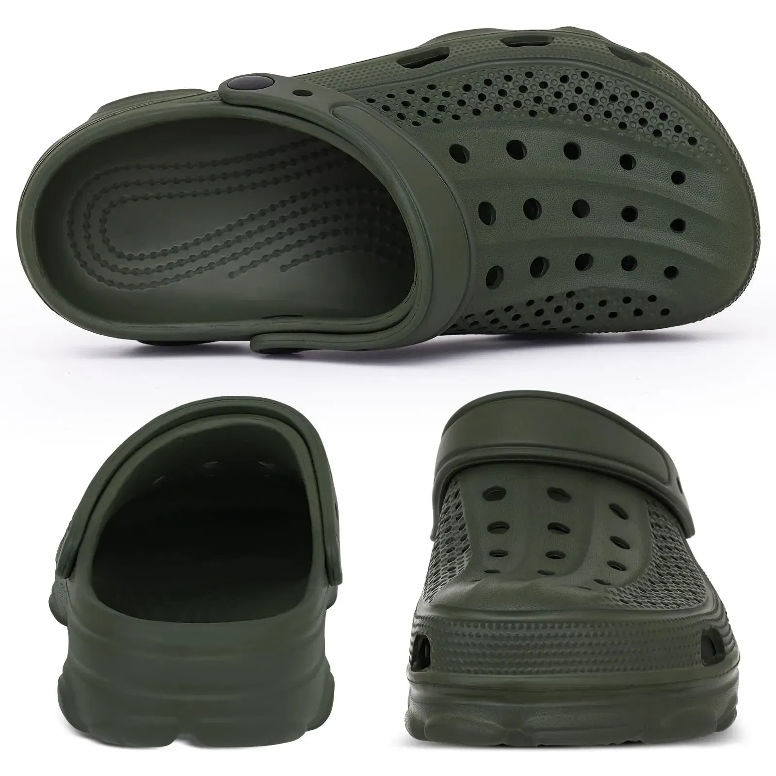 Color: Brown, Shoe Size: 45 - Smile Pop Casual Men Clogs Slippers Band Summer Slippers Outdoor Non-slip Beach Cozy Men Shoes Soft EVA Home Breathable Slippers