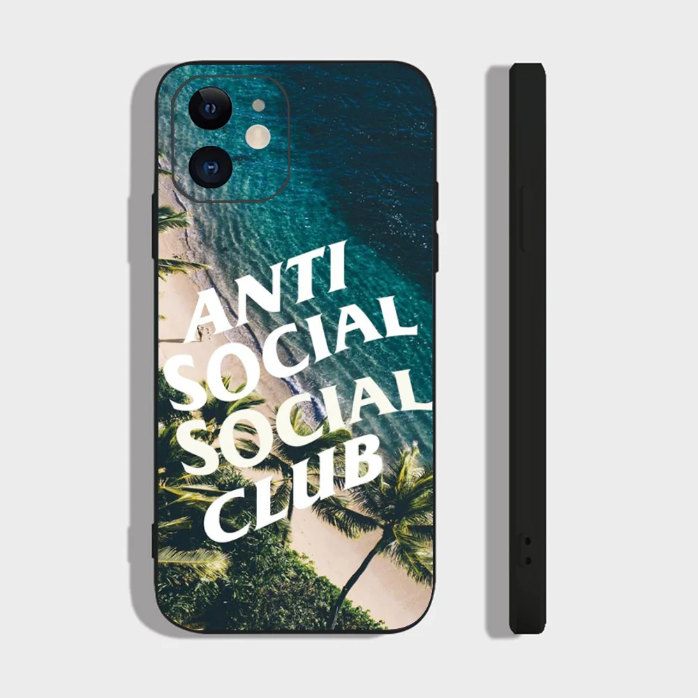 Color: GRAY, Material: PC - Anti Social Social Club Phone Case For IPhone 16 15 14 13 Pro Max 11 12 Mini X Xs XR Se 2022 Black Silicone Cover