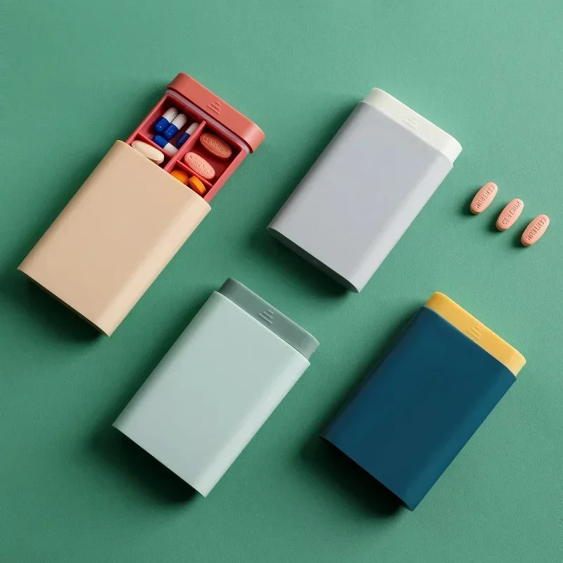 Color: GRAY - Mini Small Portable Travel Vitamin Box Pill Cases Container Organizer Storage Tablet 7 Days 6 Grids Medicine Fish Oils