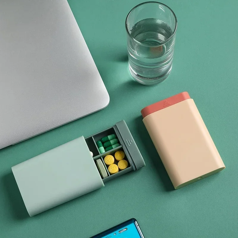 Color: GRAY - Mini Small Portable Travel Vitamin Box Pill Cases Container Organizer Storage Tablet 7 Days 6 Grids Medicine Fish Oils