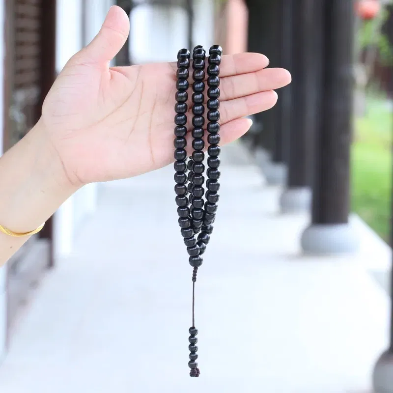 Metal Color: RED-BROWN - New Ebony Beaded Necklace 99 Pieces 108 Mara Yoga Unisex
