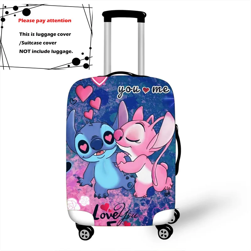 Color: black, Size: L - Lilo Stitch Elastic Luggage Protective Cover Trolley Suitcase Dust Bag Case Cartoon Travel Accessories